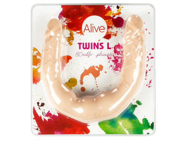 Alive Twins - фаллоимитатор двойной, размер L, 40х2,8-3,4 см