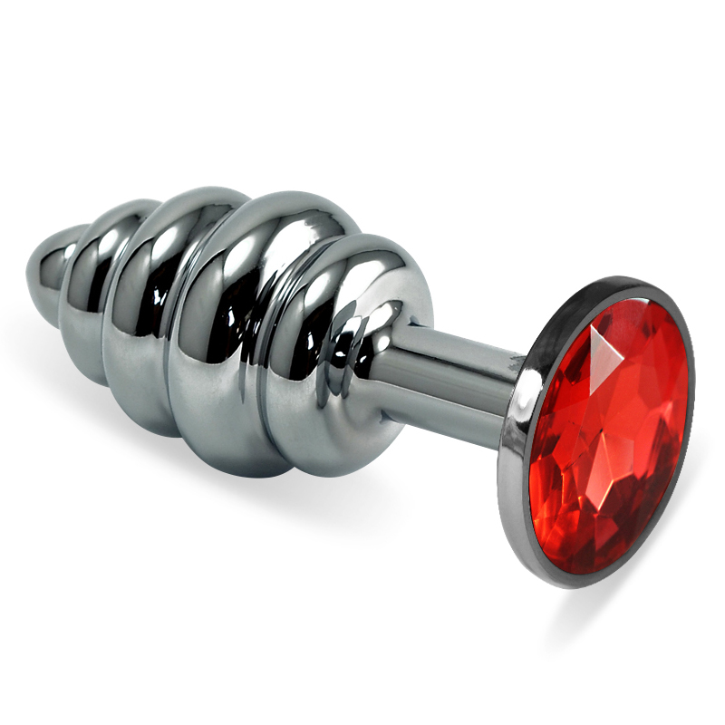 Анальна пробка - Heavy Metal Anal Plug Silver Rosebud Spiral Red