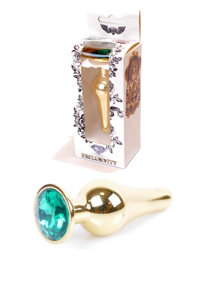 Анальная пробка – Jewellery Gold Butt Plug Green