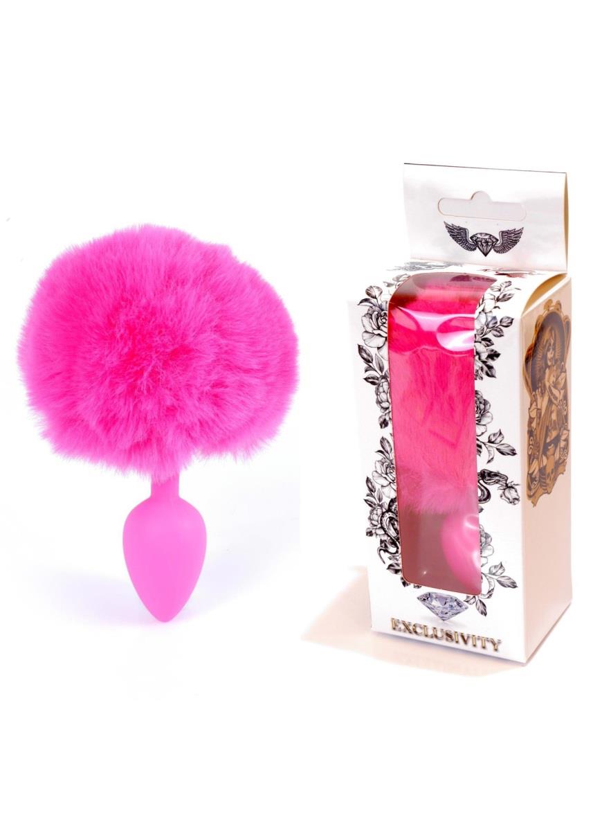 Анальная пробка - Jewellery Silicon Plug Bunny Tail Pink