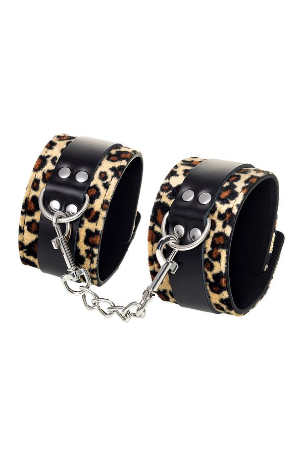 Anonymo Handcuffs PU leather - фиксаторы для ног, (леопардовый)