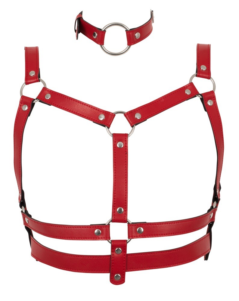 Bad Kitty Harness Set - red - БДСМ набір з 4 предметів, S-L (червоний)