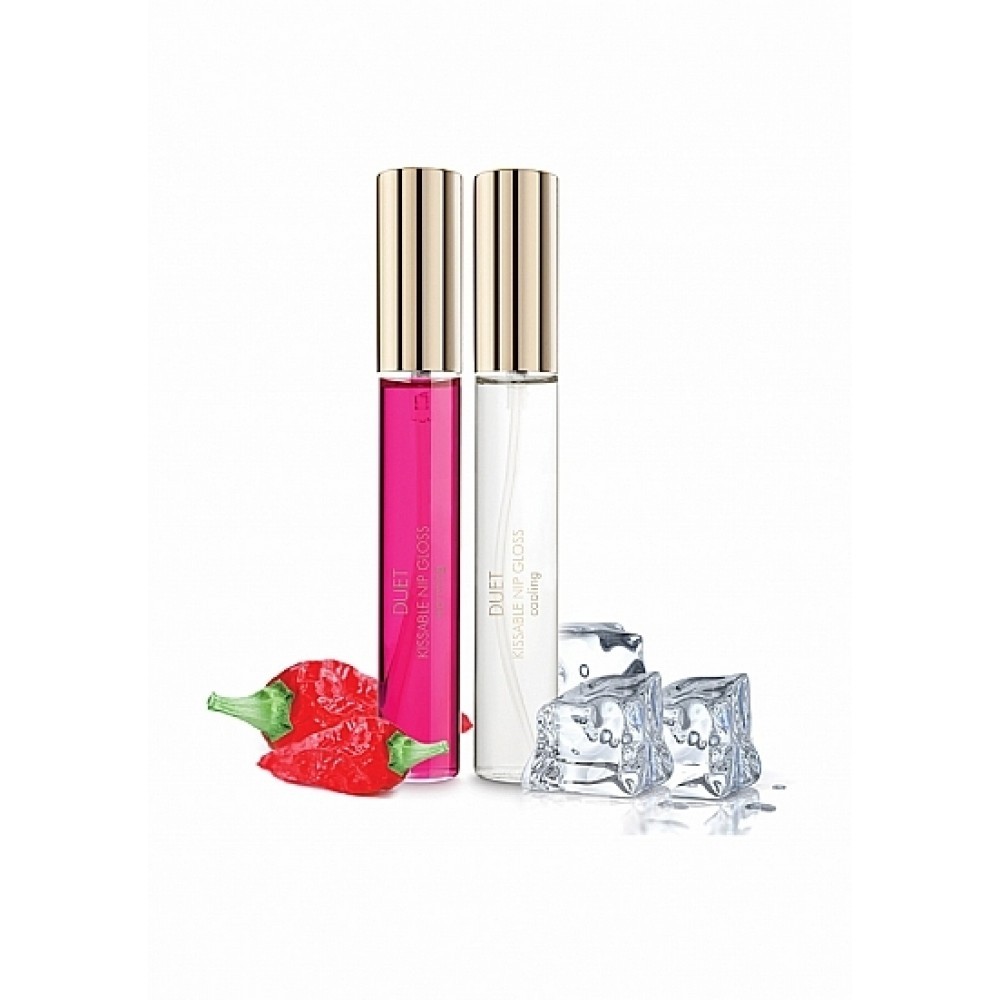 Bijoux Indiscrets Kissable Nip Gloss Duet - Зігріваючий та охолодний блиск для сосків, 2х13 мл