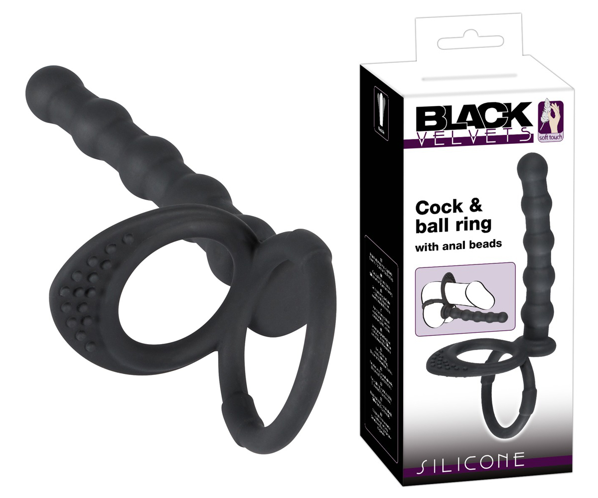 Black Velvets Cock & Ball Ring - Анальная насадка, 19 см (черная)