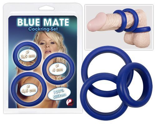 Blue Mate Cockring Set - Набір ерекційних кілець, 3 шт (синій)