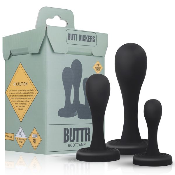 BUTTR Butt Kickers Butt Plug Training Set - Набор анальных пробок, 3 шт (черный)