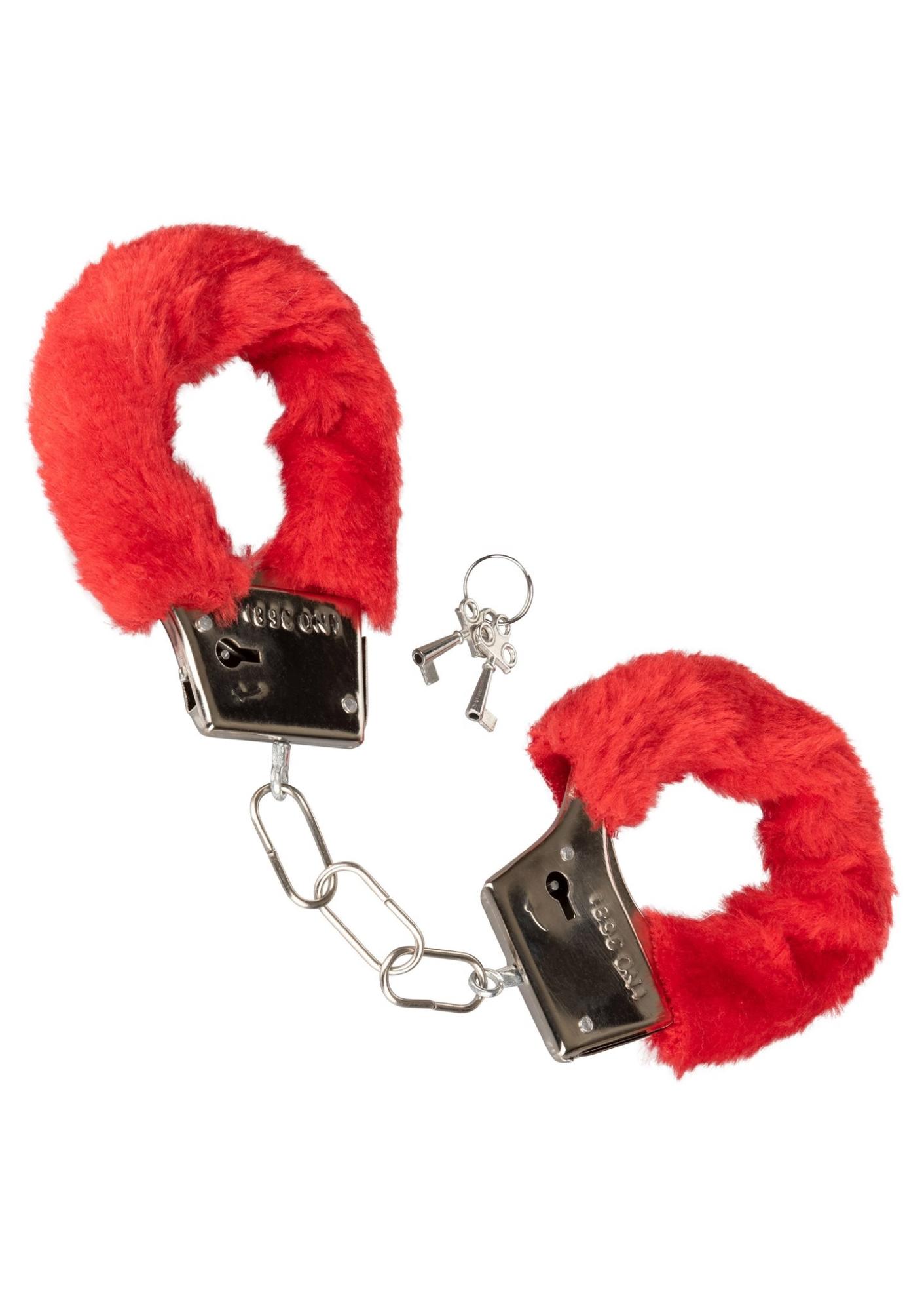 CalExotics Furry Cuffs - Наручники (червоні)