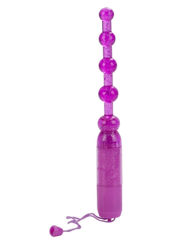 CalExotics Vibrating Pleasure Beads - анальная елочка с вибрацией, 11х2 см (фиолетовый)