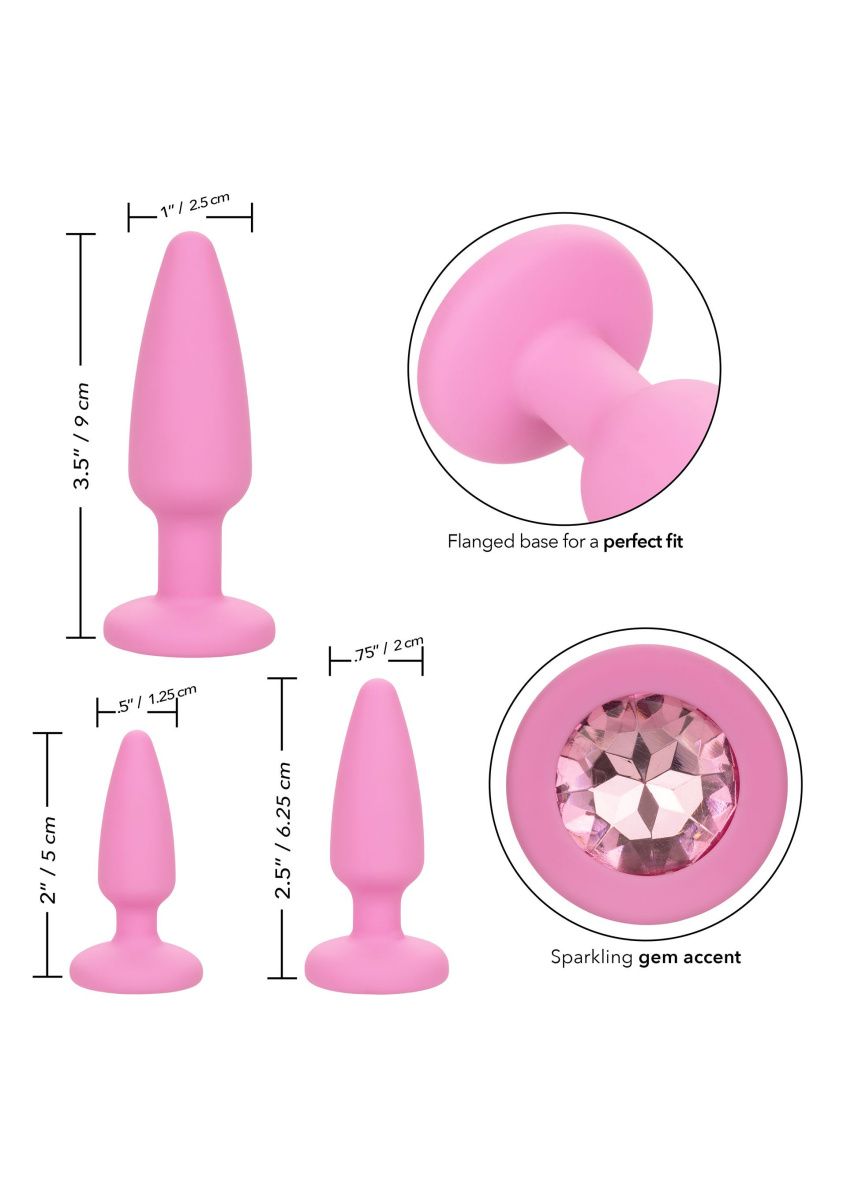 California Exotic Novelties First Time Crystal Booty Anal Plug Set - Набор анальных пробок (розовый)