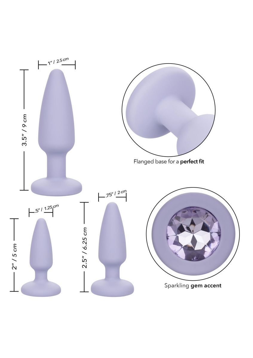 California Exotic Novelties First Time Crystal Booty Anal Plug Set - Набор анальных пробок (сиреневый)