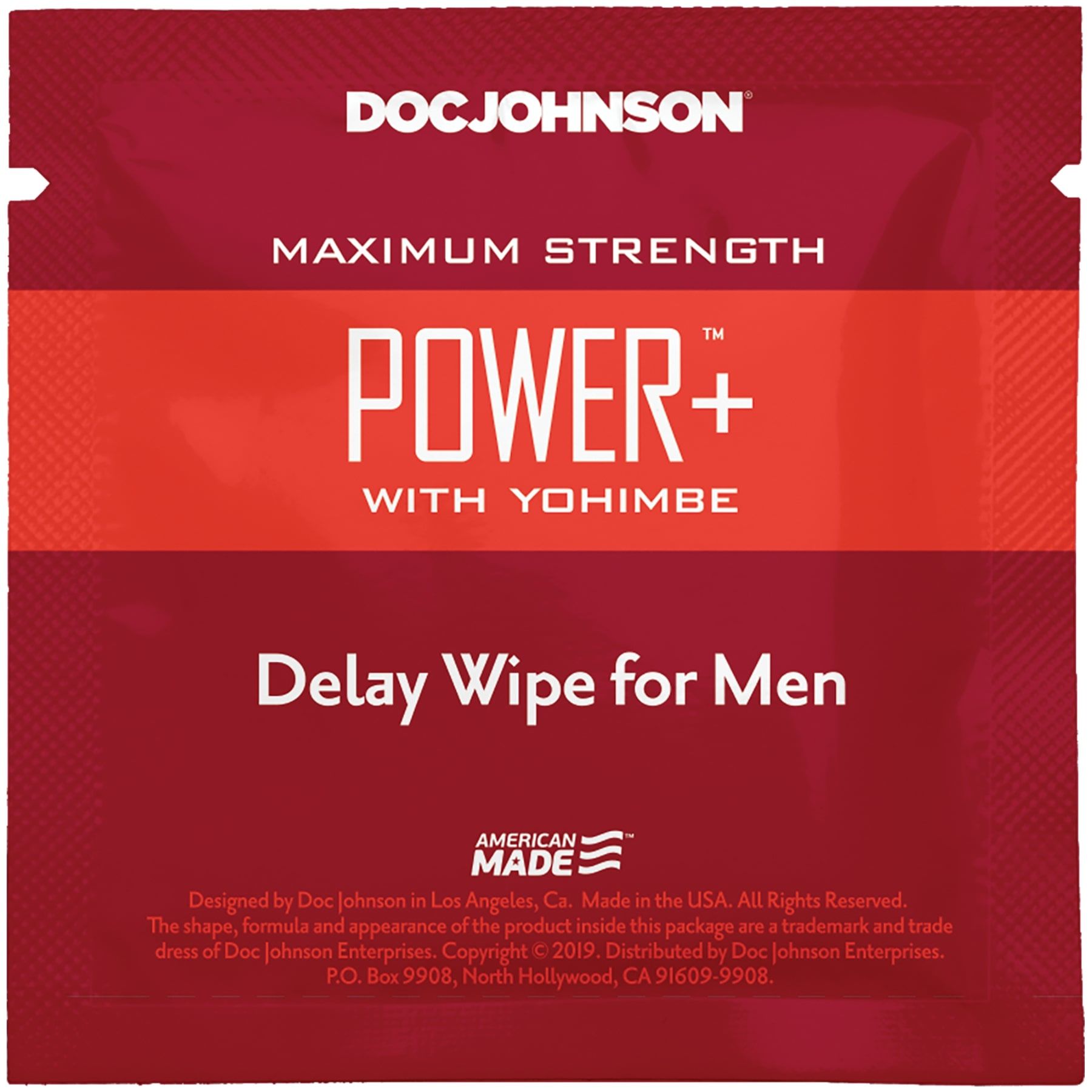 Doc Johnson Power+ Delay Wipe For Men - Пролонгирующая салфетка с экстрактом йохимбе (1 шт)