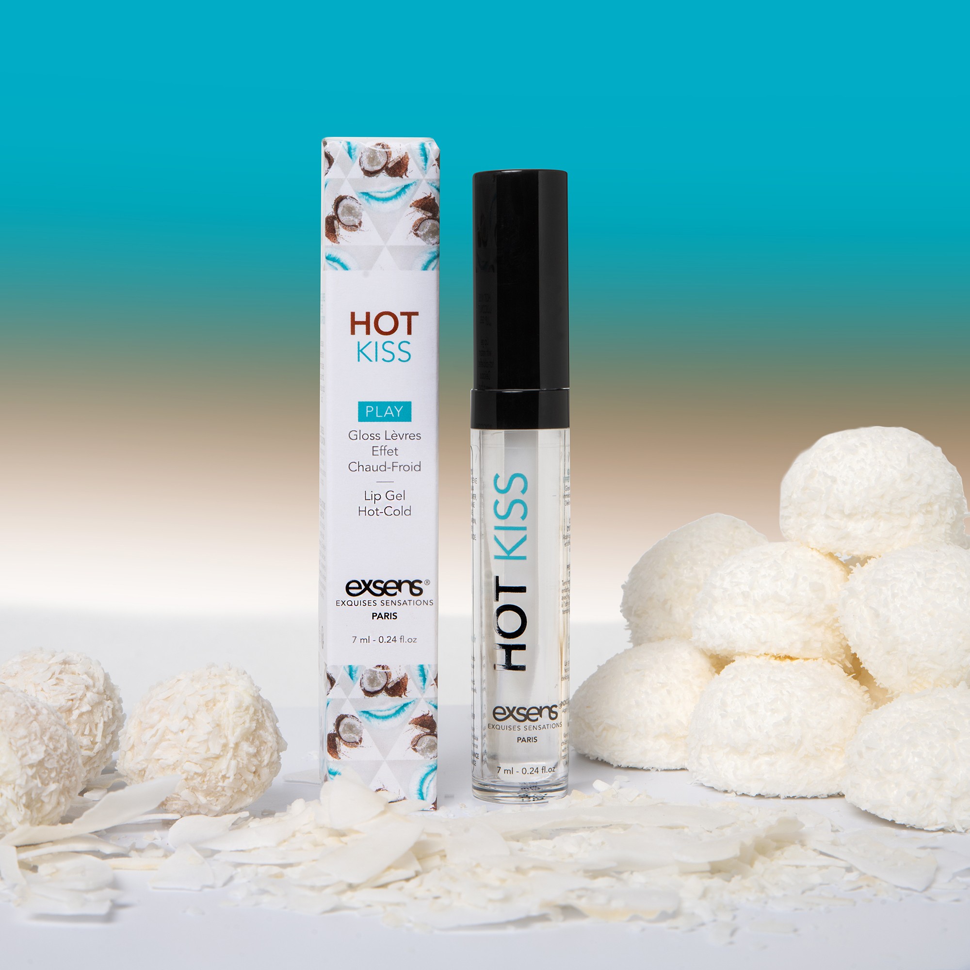 Exsens Coconut Hot Kiss - Стимулюючий блиск для губ з ефектом охолодження, 7 мл