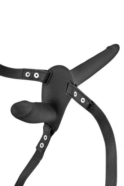 Fetish Tentation Strap-On with Double Dildo Black - Подвійний страпон, 15х3 см (чорний)