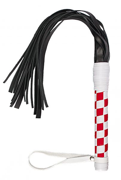 Флоггер VIP Leather Flogger, White/Red