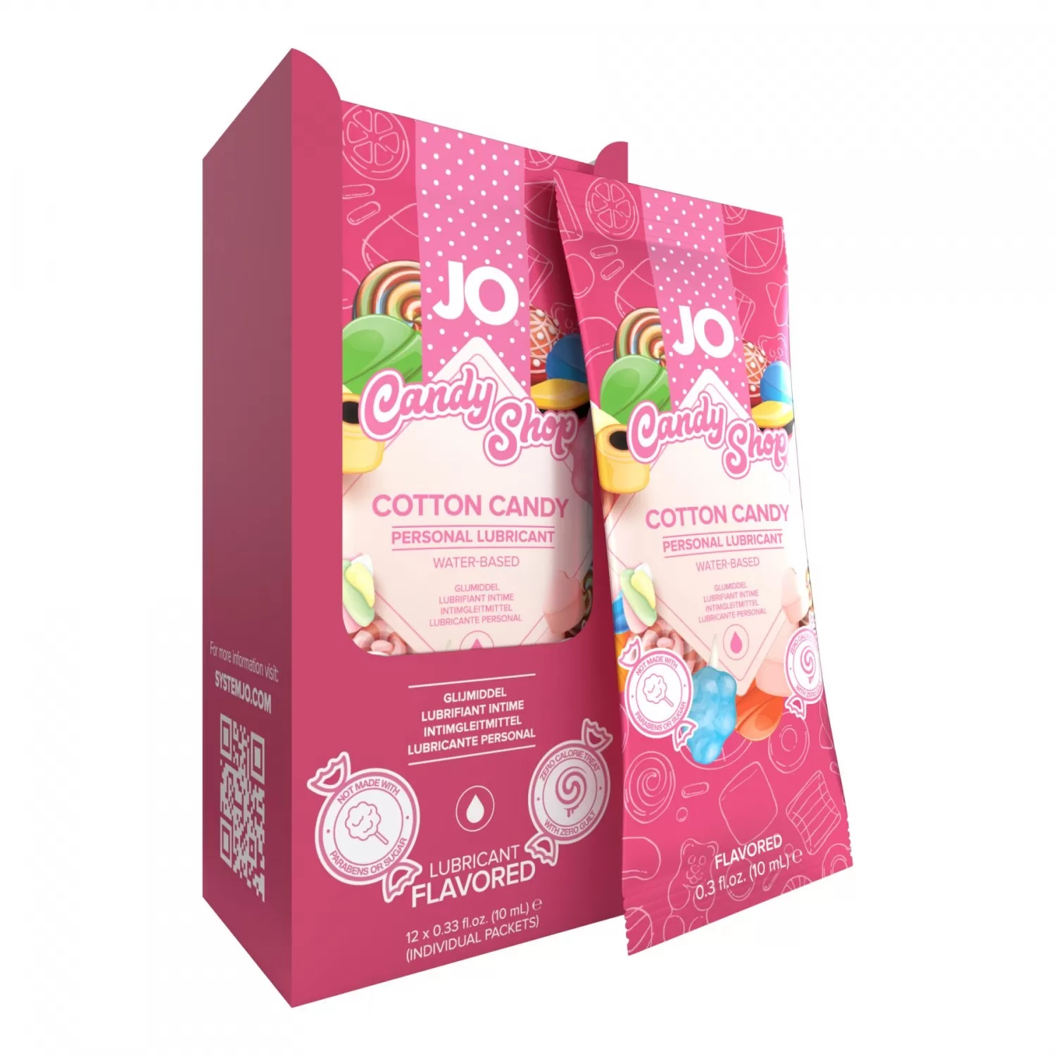 Foil Display Box - JO H2O Lubricant - Cotton Candy - Лубрикант у стиках, 12x10 мл