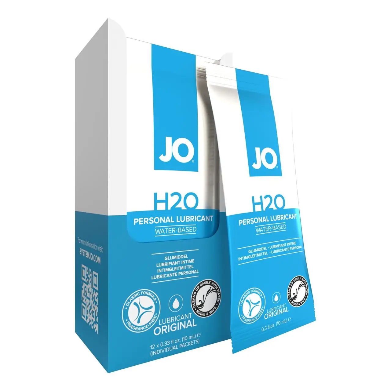 Foil Display Box - JO H2O Lubricant - Original - Комплект стиків лубриканта на водній основі, 12x10 мл