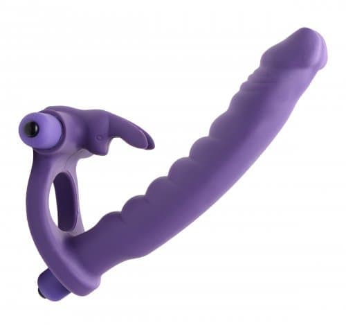 Frisky Double Delight Dual Insertion Vibrating Rabbit Cock Ring - насадка для двойного проникновения, 16.5х2.6 см (фиолетовый)