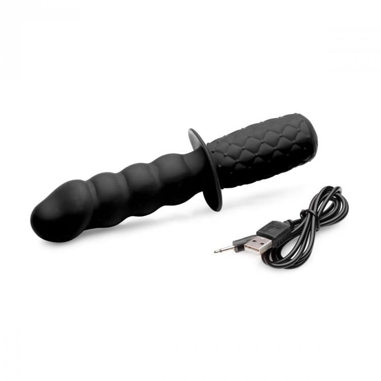 The Handler 10x Silicone Vibrating Thruster – анальний вібратор з рукояттю, 19х3.5 см.