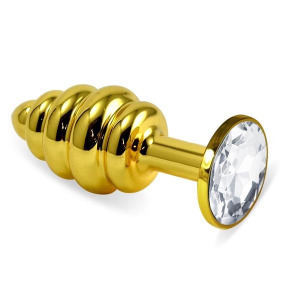 Анальная пробка – Heavy Metal Anal Plug Gold Rosebud Spiral Clear