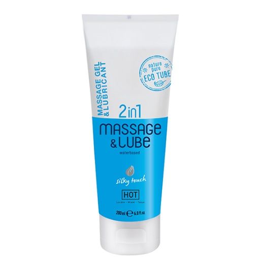 HOT 2in1 Massage & Lube Silky touch - масажне масло та лубрикант на водній основі, 200 мл