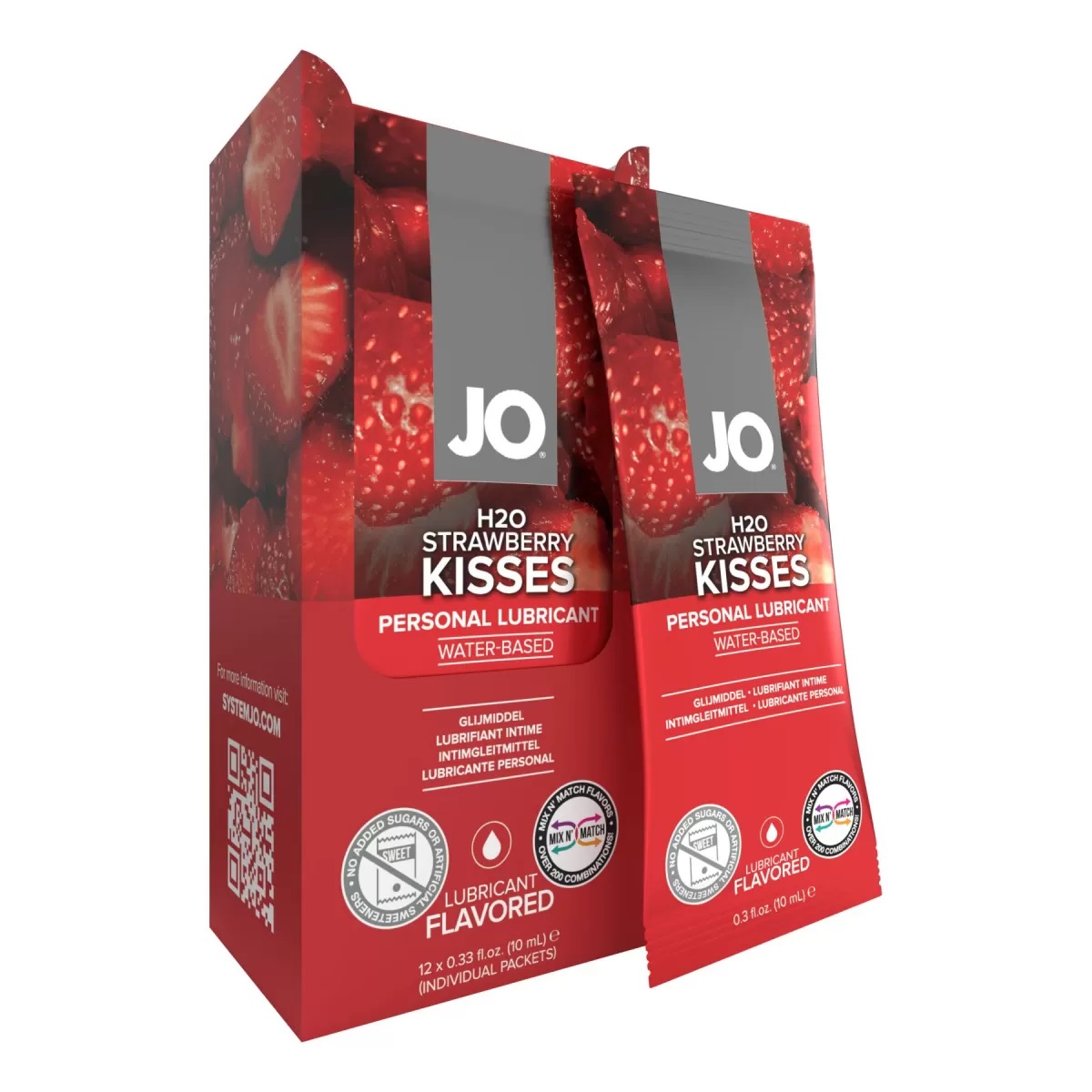 Foil Display Box - JO H2O Lubricant - Strawberry - Набор стиков с лубрикантами, 12x10 мл