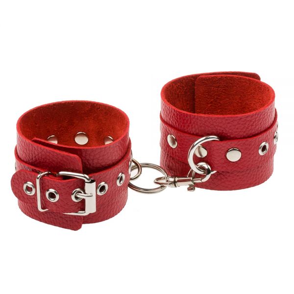 Leather Double Fix Hand Cuffs, Red - Наручники, 25 см (червоний)