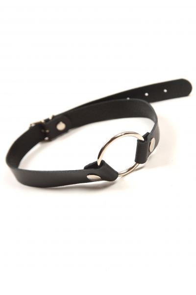 Leather O-Ring Gag, Black - Кляп, 38 см (чорний)