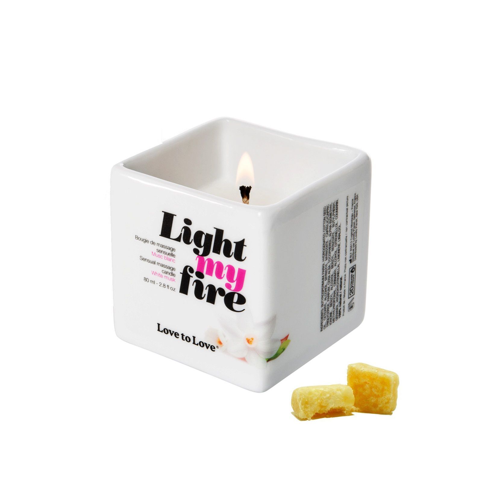 Love To Love Light My Fire White Musk - Масажна свічка з ароматом білого мускусу, 80 мл