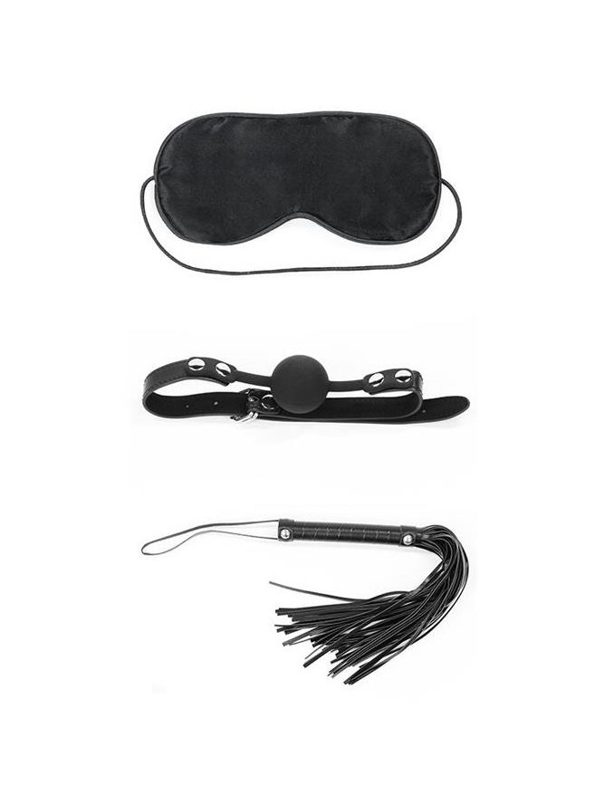 LoveToy Bondage Kit Black - набор БДСМ аксессуаров: кляп, флогер и маска на глаза (чёрный)