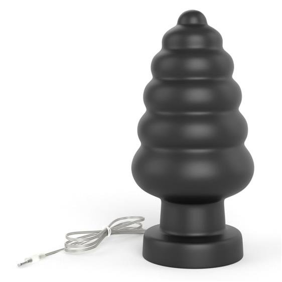 LoveToy King Sized Vibrating Anal Cracker 7 – велика ребриста анальна пробка з вібрацією, 18х8.3 см (чорний)