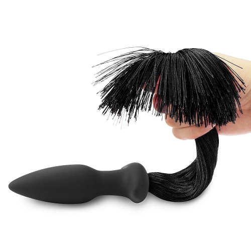 LoveToy Anal Plug with Pony Tail Black - Анальная пробка с хвостом пони, 12.5х3.5 см (чёрный)