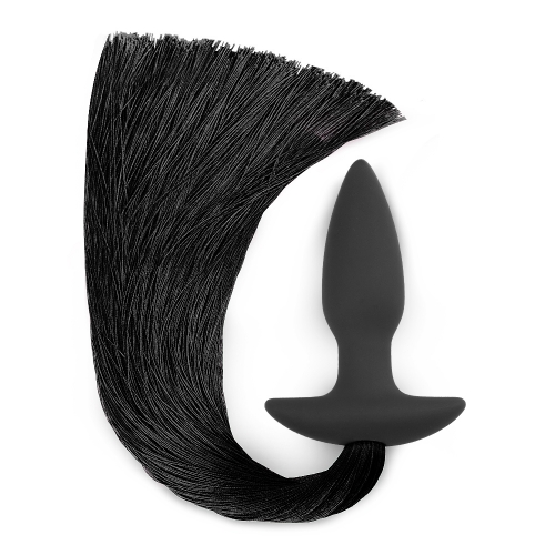 LoveToy Anal Plug with Pony Tail Black - Анальная пробка с хвостом пони, 12.5х3.5 см (чёрный)