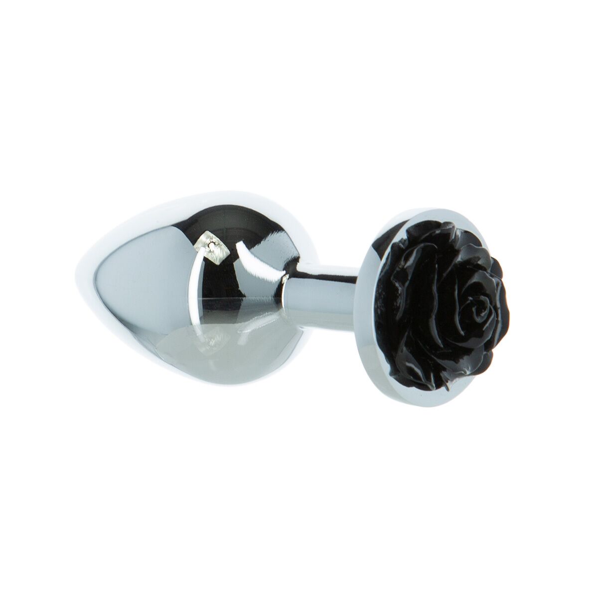 Lux Active Rose Anal Plug Black - металева анальна вібропробка, 8.9х3.4 см (чорний)