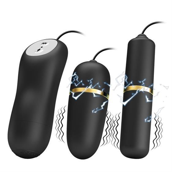 LyBaile Pretty Love Electric Stimulation Double Vibro Bullet - віброкуля з віброяйцем та електростимуляцією