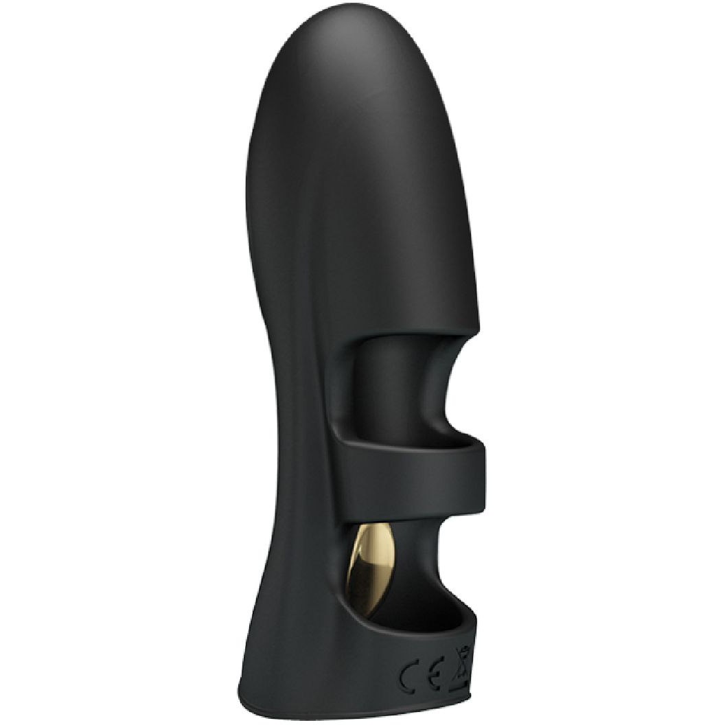 LyBaile Pretty Love Pegasus Electric Finger Vibrator Black - Насадка для фінгерингу з електстростимуляцією та золотом, 10.5х3.1 см