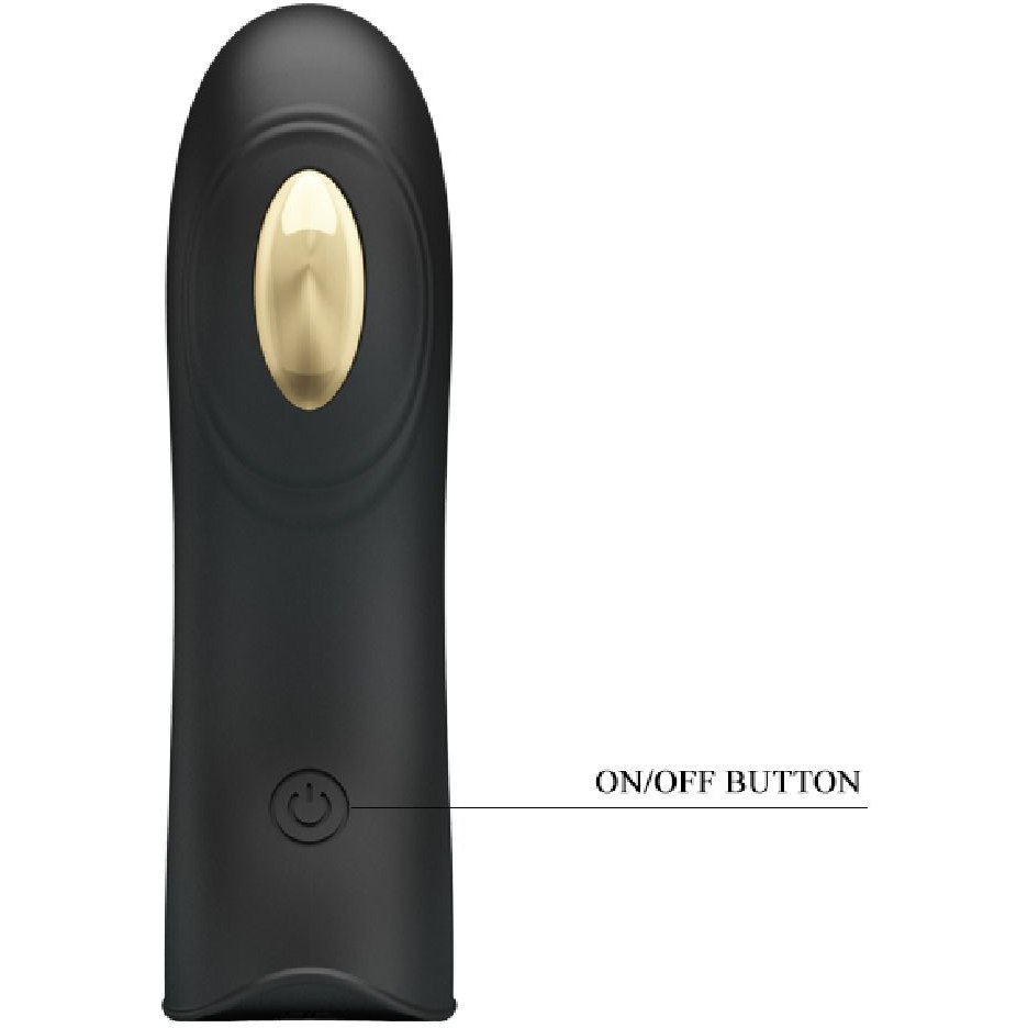 LyBaile Pretty Love Pegasus Electric Finger Vibrator Black - Насадка для фінгерингу з електстростимуляцією та золотом, 10.5х3.1 см