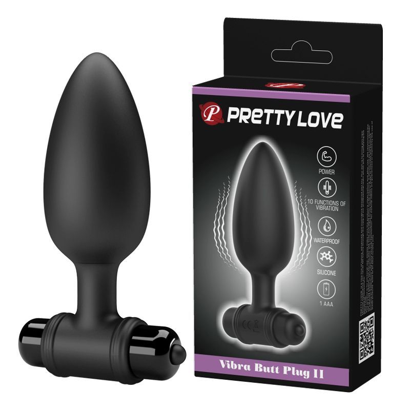 LyBaile Pretty Love Vibro Anal Butt Plug Black - Анальний затор, 11,8 см (чорний)