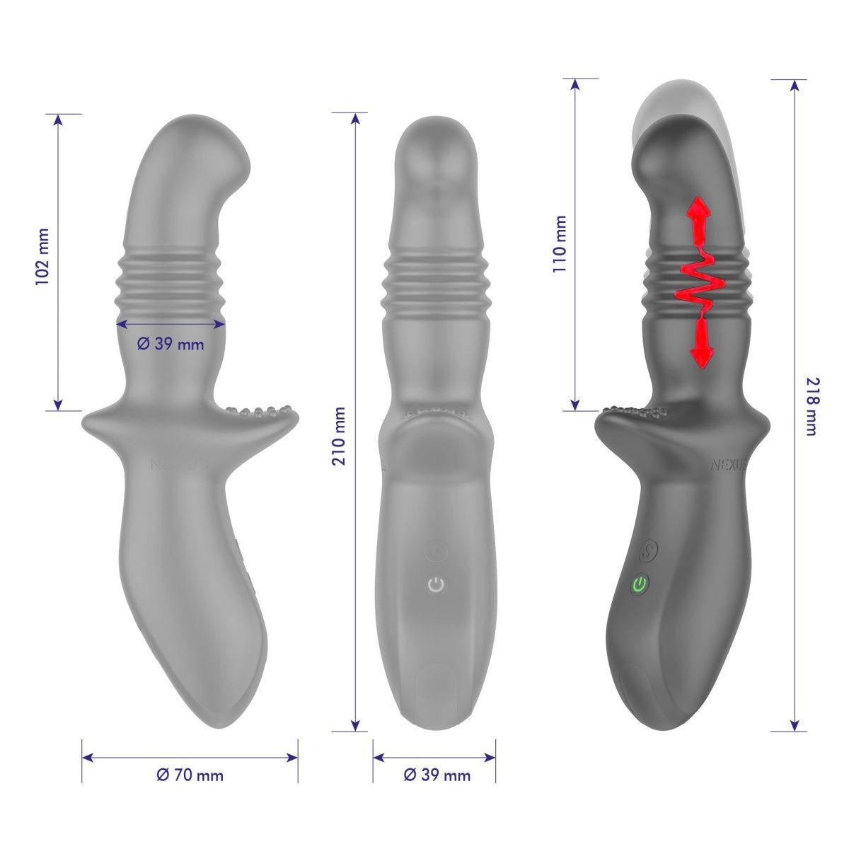 Nexus Thrust Probe Edition - Анальний стимулятор з поштовхами, 20.4х3.9 см