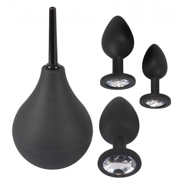 Orion Black Velvets Anal Kit - Набор для анальной стимуляции из 3 пробок и анального душа