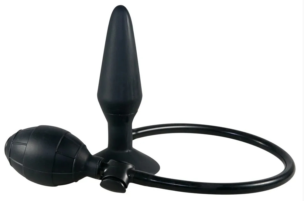 Orion True Black Silikon Pump Plug - надувний анальний затор, 15х4-10 см (чорний)