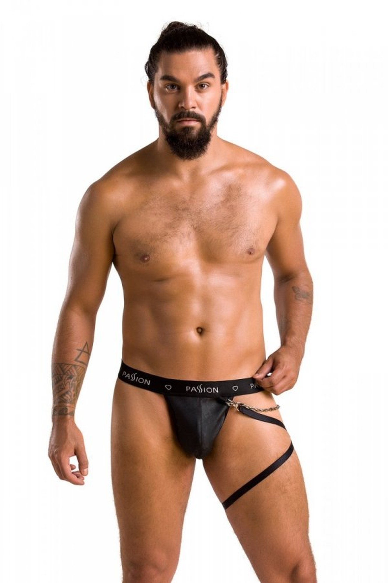 Passion - 058 THONG BILL black - Сексуальные мужские стринги, L/XL