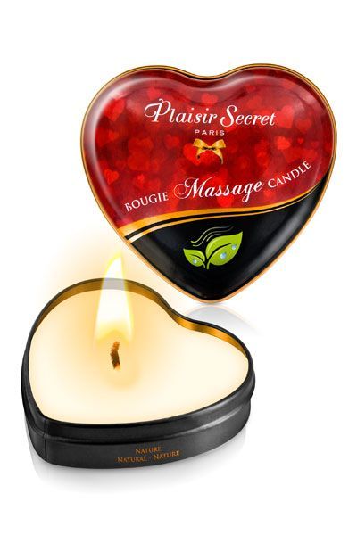 Plaisir Secret Natural - Масажна свічка-серце з нейтральним ароматом, 35 ​​мл