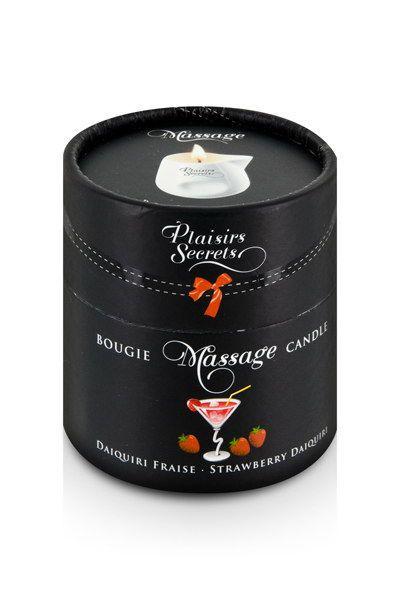 Plaisirs Secrets Strawberry Daiquiri - Массажная свеча с ароматом клубничного дайкири в подарочной упаковке, 80 мл