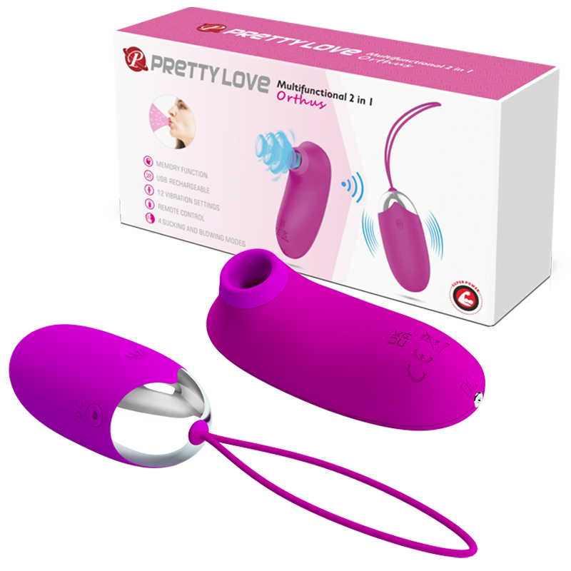 Віброяйце та кліторальний стимулятор - Pretty Love Orthus Multifunctional 2 in 1 Vibrator Purple