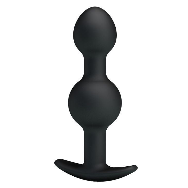 Pretty Love silicone Anal balls Black - Анальна пробка із зміщеними центрами ваги, 10,4х2.2-2.6 см (чорний)