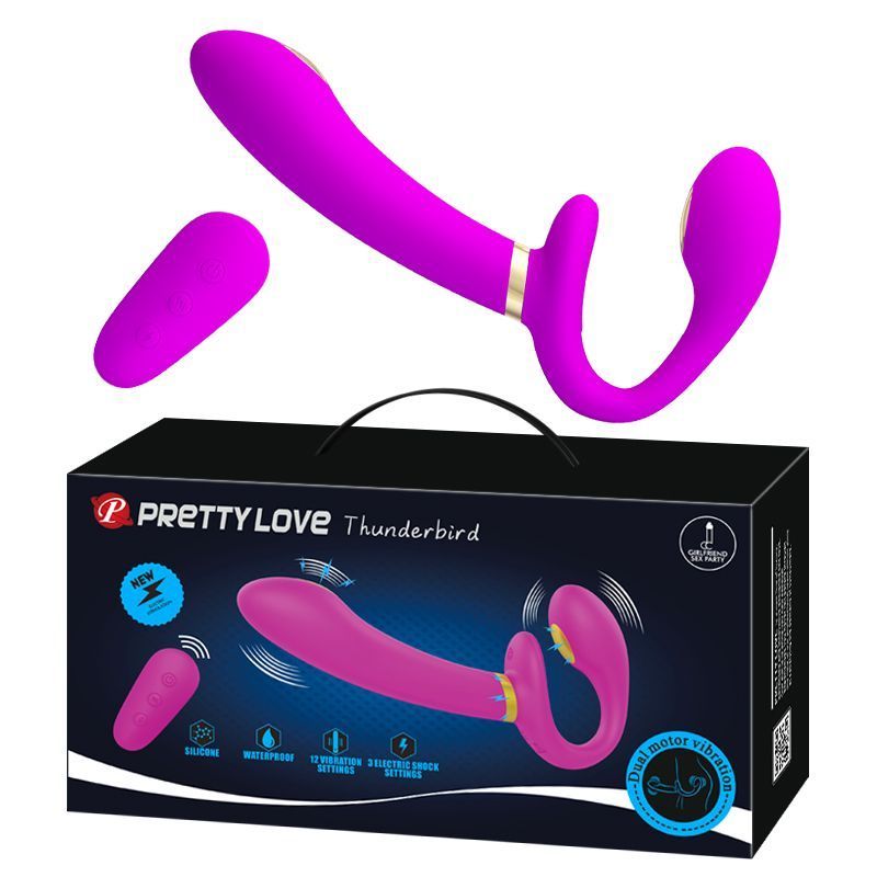 Pretty Love - Thunderbird harness-free Stimulator - Страпон безремневой, 14.8х3.8 см (фиолетовый)