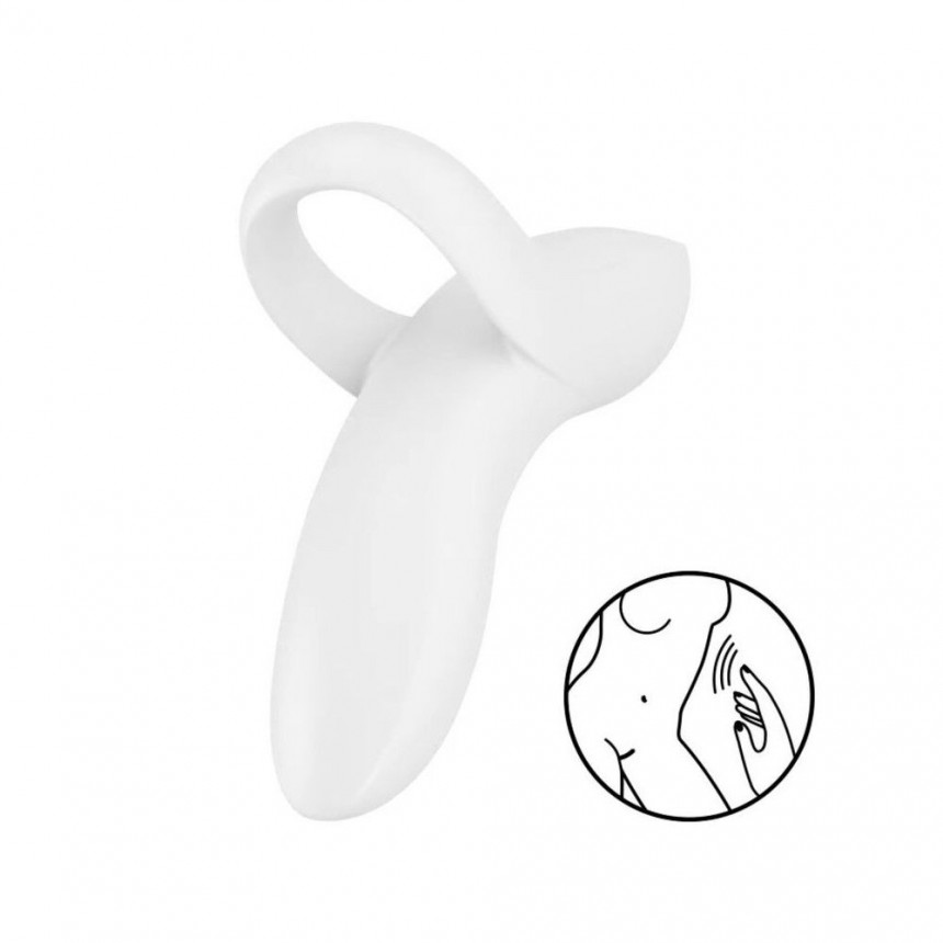 Satisfyer Bold Lover - Вибратор на палец, 9.3х4.5 см (белый)