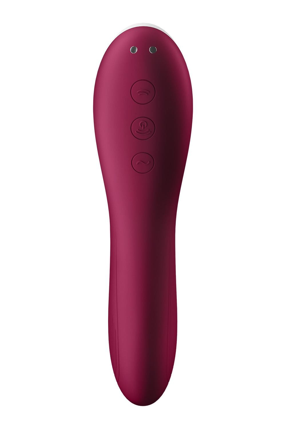 Satisfyer Dual Crush - Вакуумний кліторальний двосторонній стимулятор, 17.5х3.8 см (бордовий)