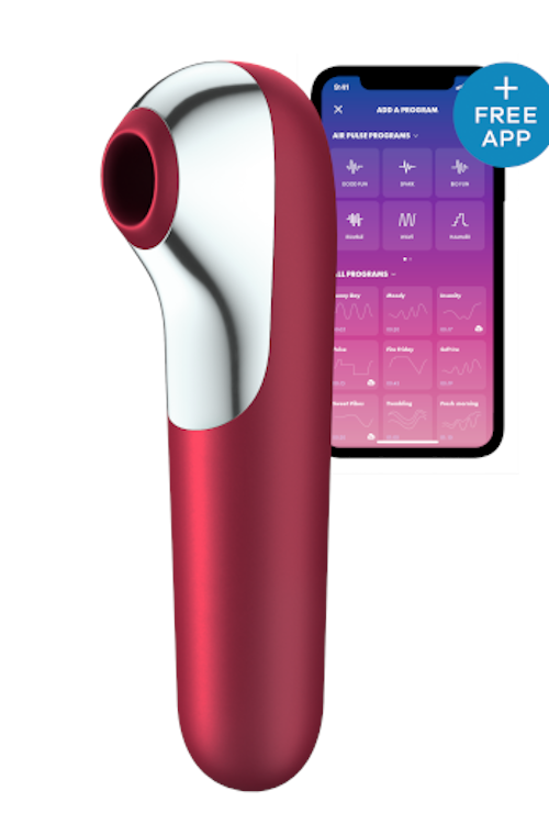 Satisfyer Dual Love 2 в 1 - Смарт вібратор та вакуумний стимулятор клітора, 16х3.8 см (червоний)