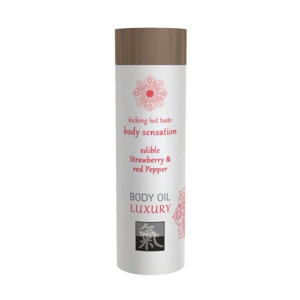 Shiatsu Body Oil Luxury Strawberry & Red Pepper - Масажна олія (їстівна) 75 мл